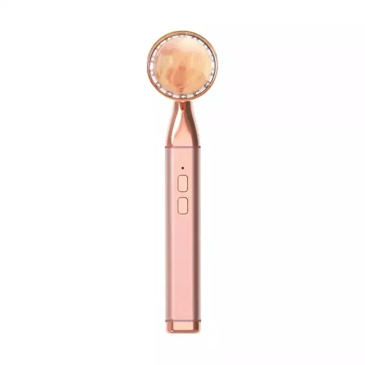 Rouleau électrique vibrant en Quartz Rose pour le visage