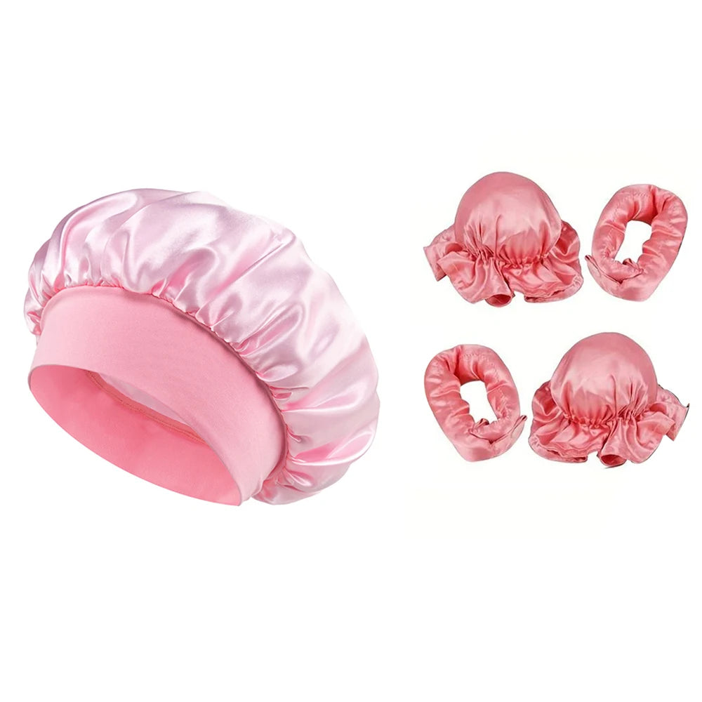 Satin Hair Curler and Sleeping Cap Set