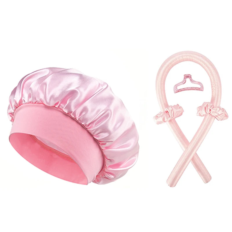 Satin Hair Curler and Sleeping Cap Set