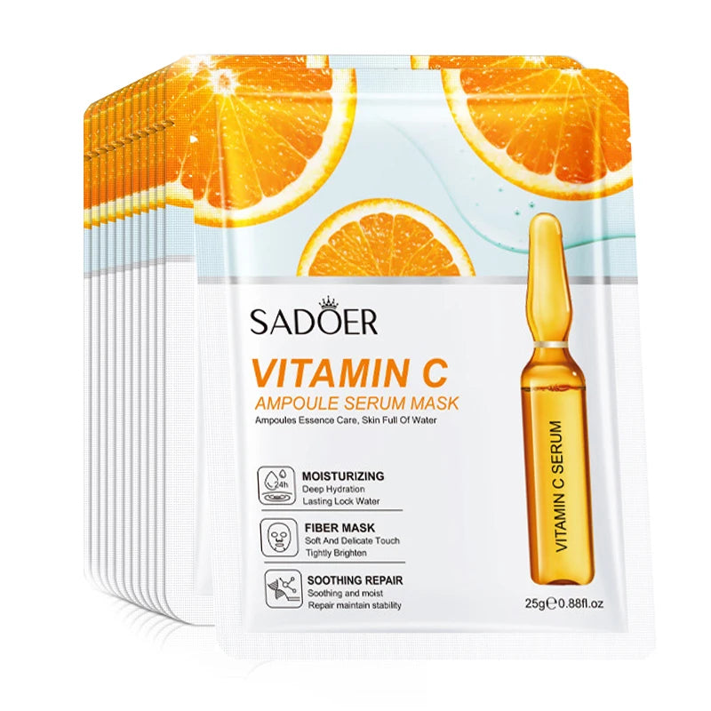 10pcs SADOER 24K Gold Vitamin C Hyaluronic Acid Face Mask Facial 