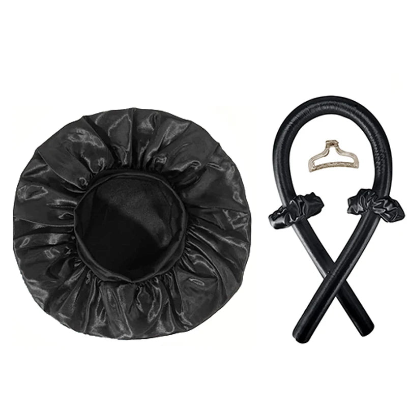 Satin Hair Curler and Sleeping Cap Set