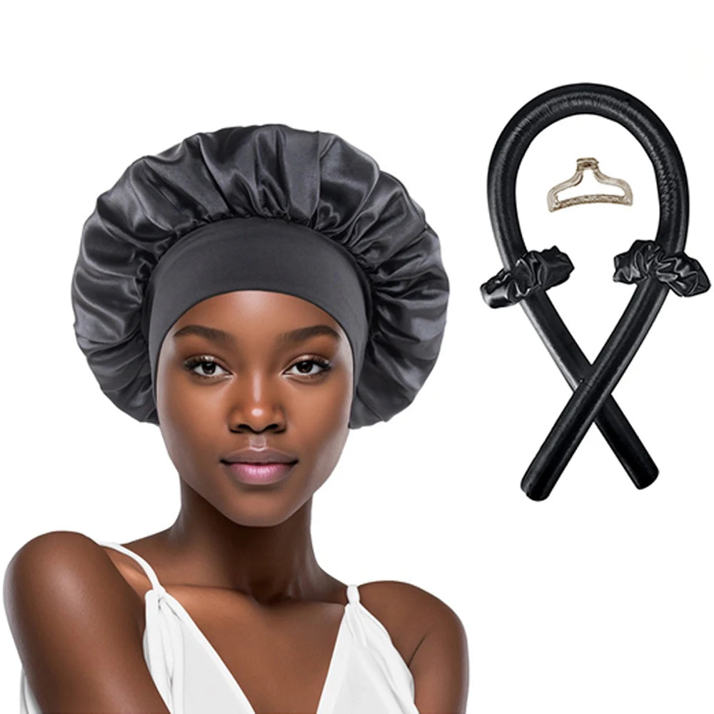 Satin Hair Curler and Sleeping Cap Set